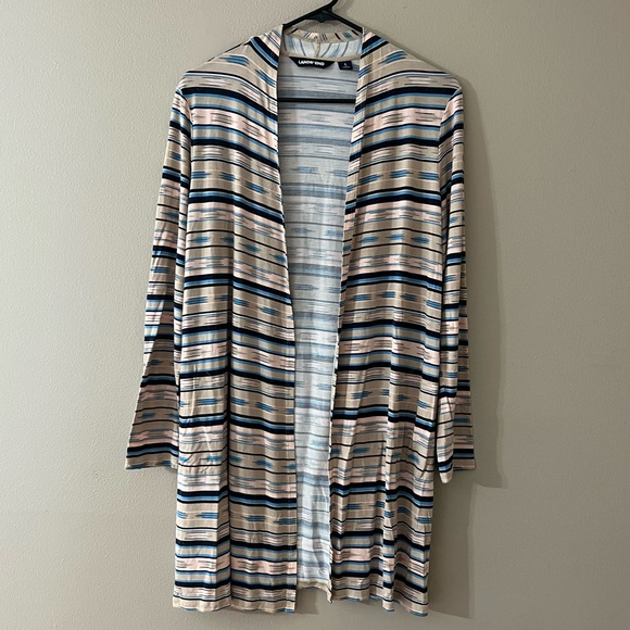 Lands End Lightweight Long Striped Cardigan with Pockets - Small - Picture 5 of 15